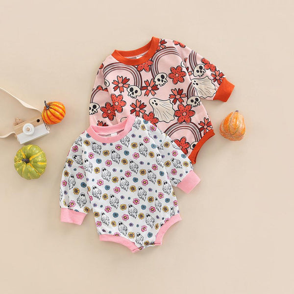 0-2T Halloween Baby Girls Cartoon Print Romper Baby Boutique Clothes In Bulk