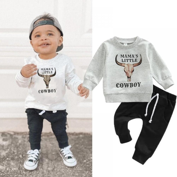 Baby Boys Letter Top + Solid Color Pants Set Wholesale Boys Clothes